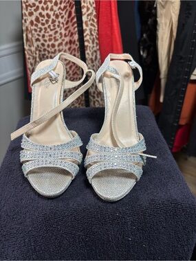 Crystal Embellished Silver Strappy Heels for Women